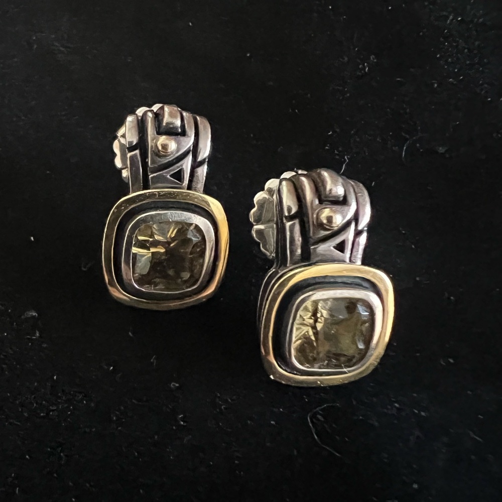 John Atencio Citrine earrings in sterling silver and 18k yellow gold
